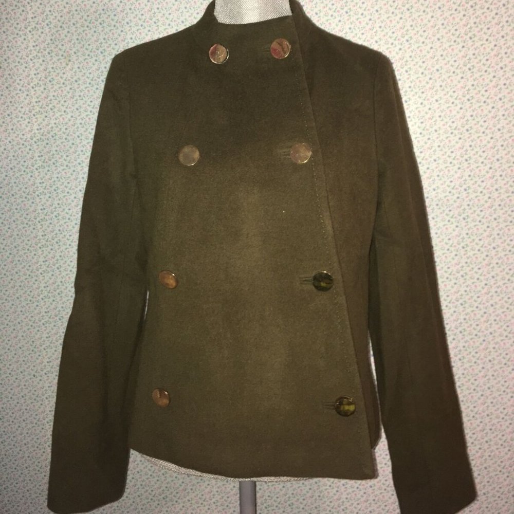 Tory Burch Bergodorf Goodman SAMMI Olive Green Military Wool Jacket 8